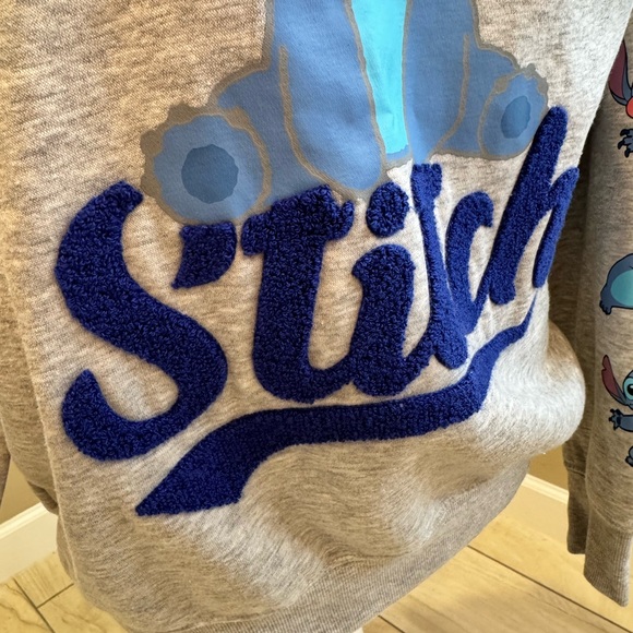 DISNEY Gray and Blue Stitch Crewneck Sweatshirt - Picture 2 of 8